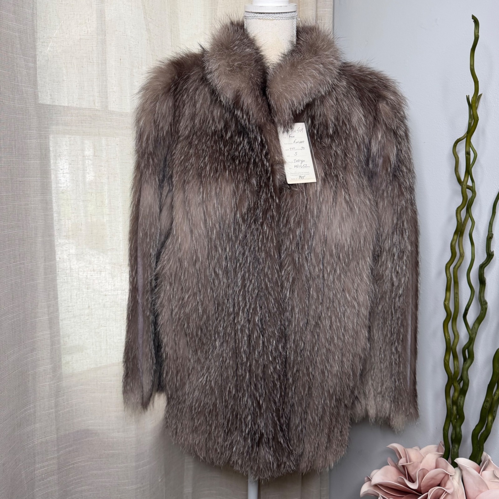Nwt Saga Silver Fox Fur Coat Shawl Collar Luxury Glam Vintage Women's Size Large